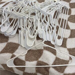 Set of White Plastic Clothing Hangers - 30